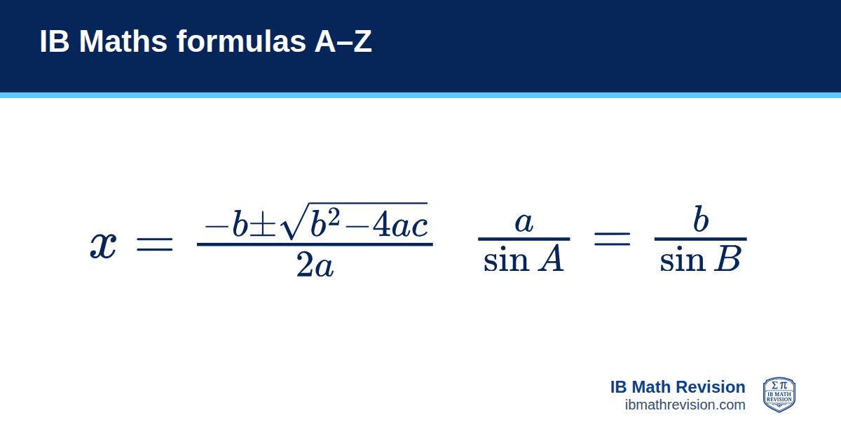 IB Maths formulas A–Z: formula cards from IB Math Revision