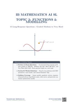 First page of the IB Maths AI SL Unit 2 Functions and Modelling Practice Exam PDF